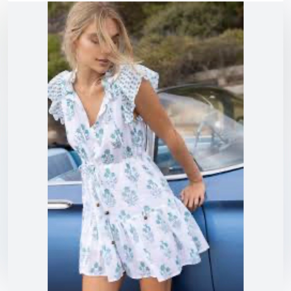 Oliphant Indica Blue Cinched Flirty Mini Dress Tuckernuck
